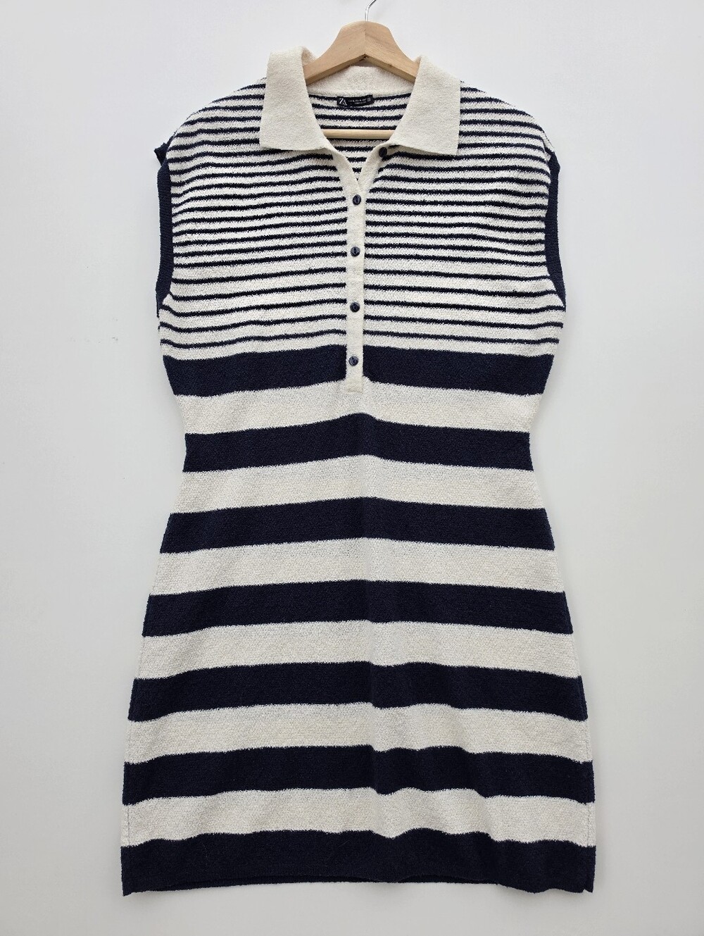 Zara Striped Terry Knit Polo Sleeveless Mini Dress